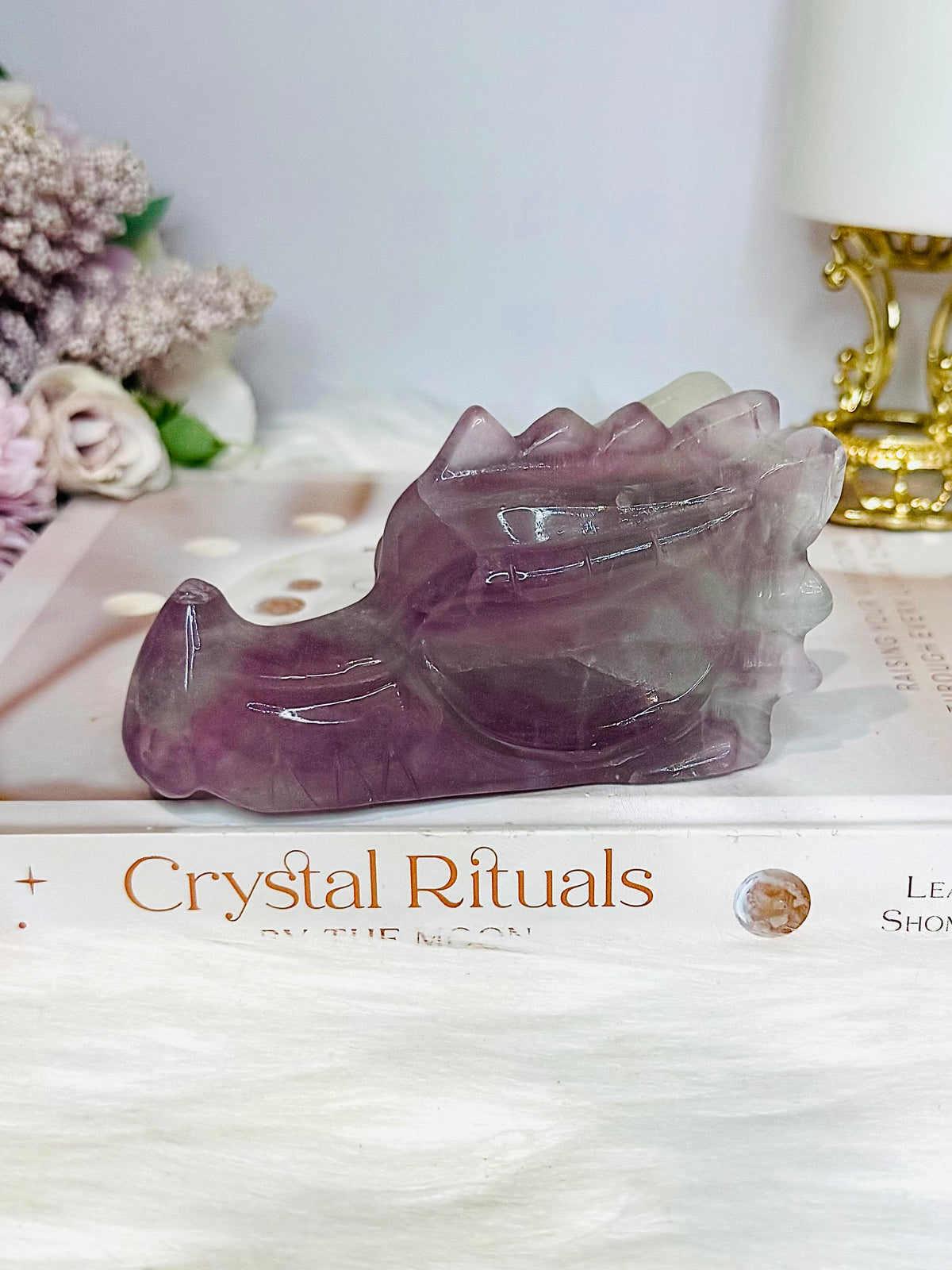 Purple Fluorite Carved Dragon 11cm 394g