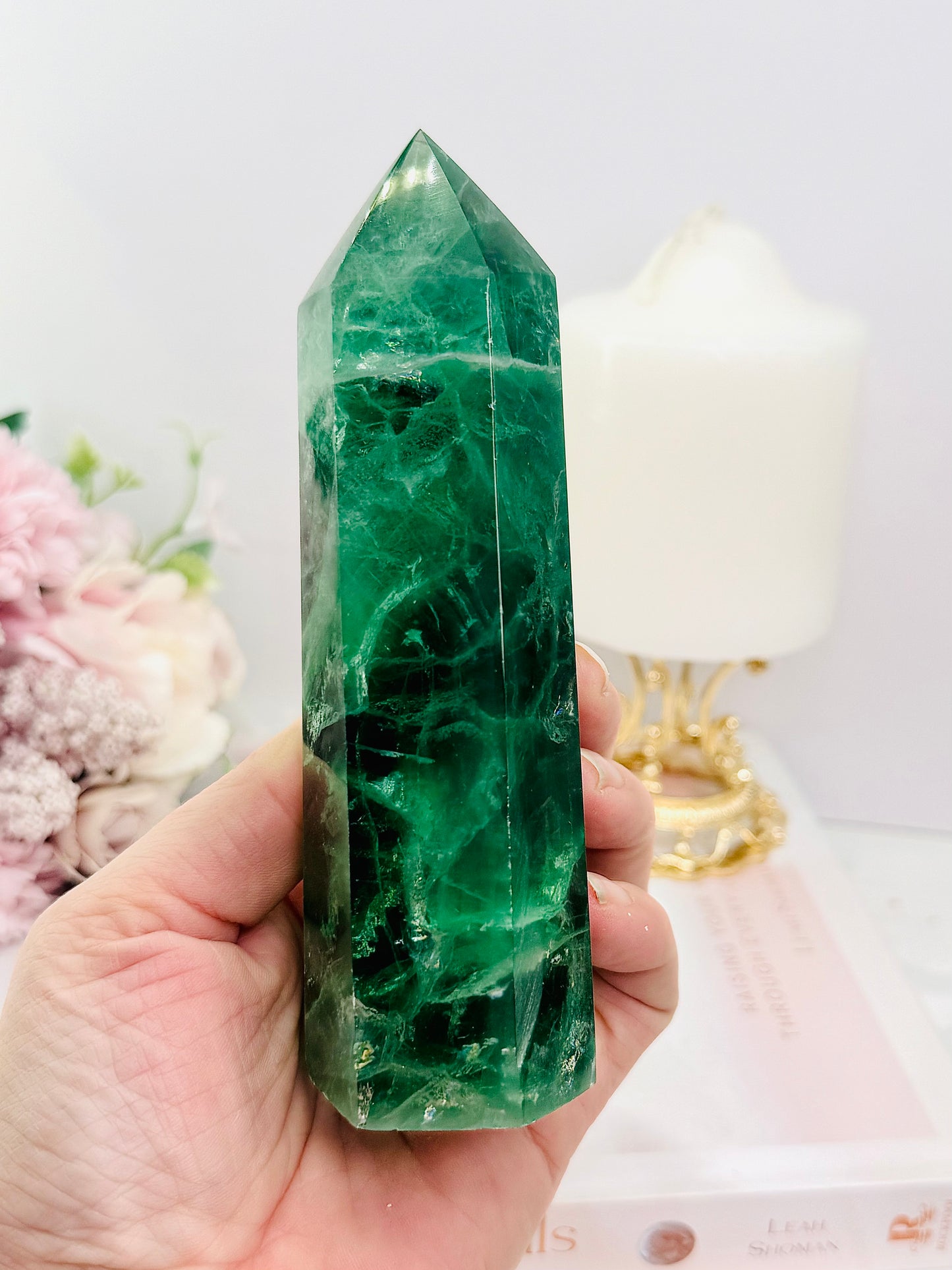 Incredible Large 456gram 14cm Green Fluorite Tower