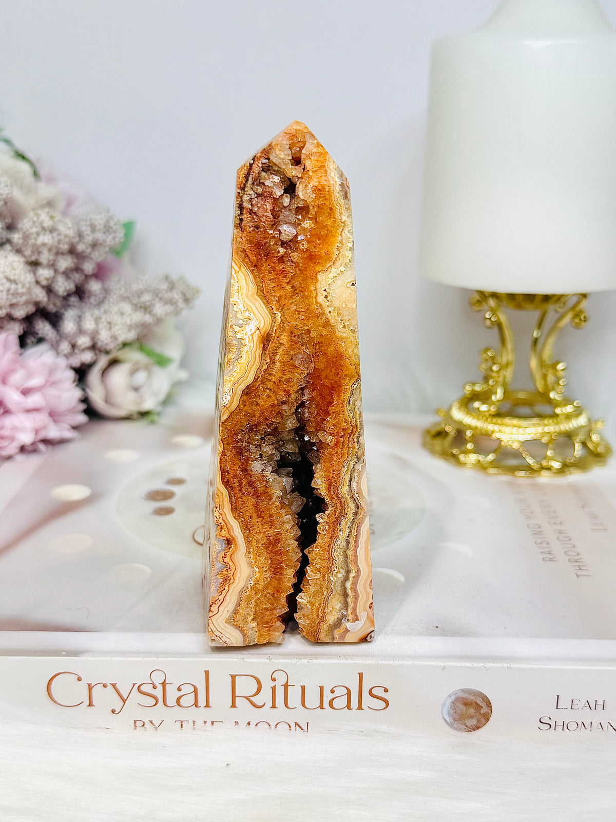 Crazy Lace Mexican Agate Druzy Tower | Obelisk 11.5cm