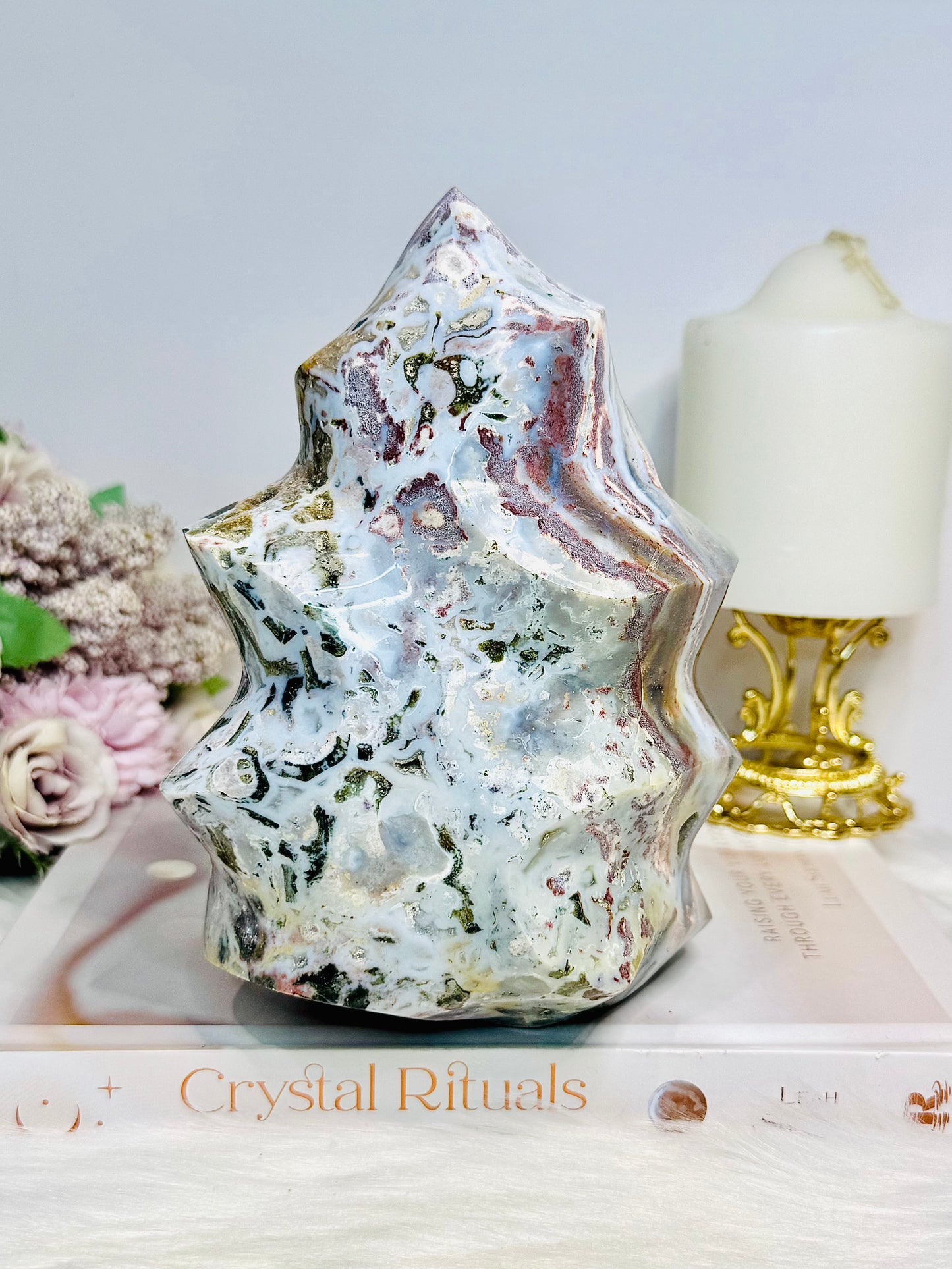 Huge Ocean Jasper Carved Flame 17cm 1.87KG