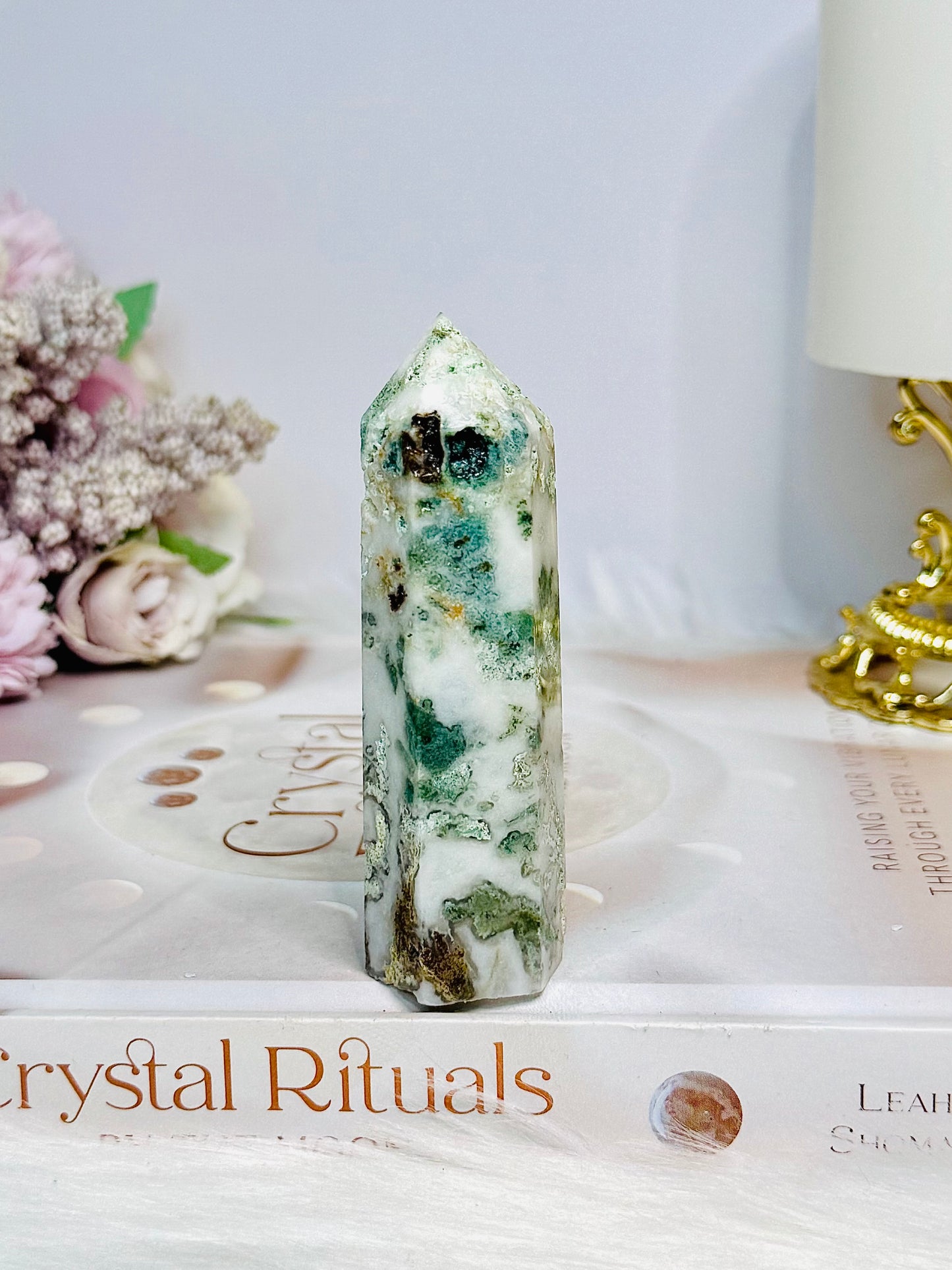 Moss Agate Druzy Tower 8.5cm