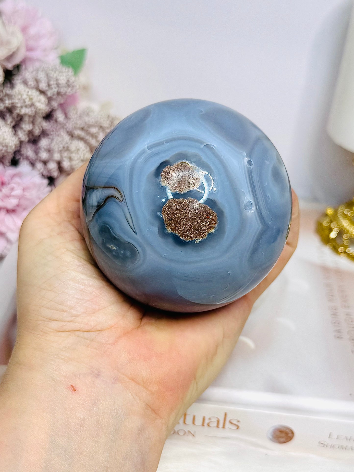 Volcano | Football Agate Sphere On Stand 546g