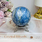 Blue Kyanite Sphere on Stand 560g On Stand
