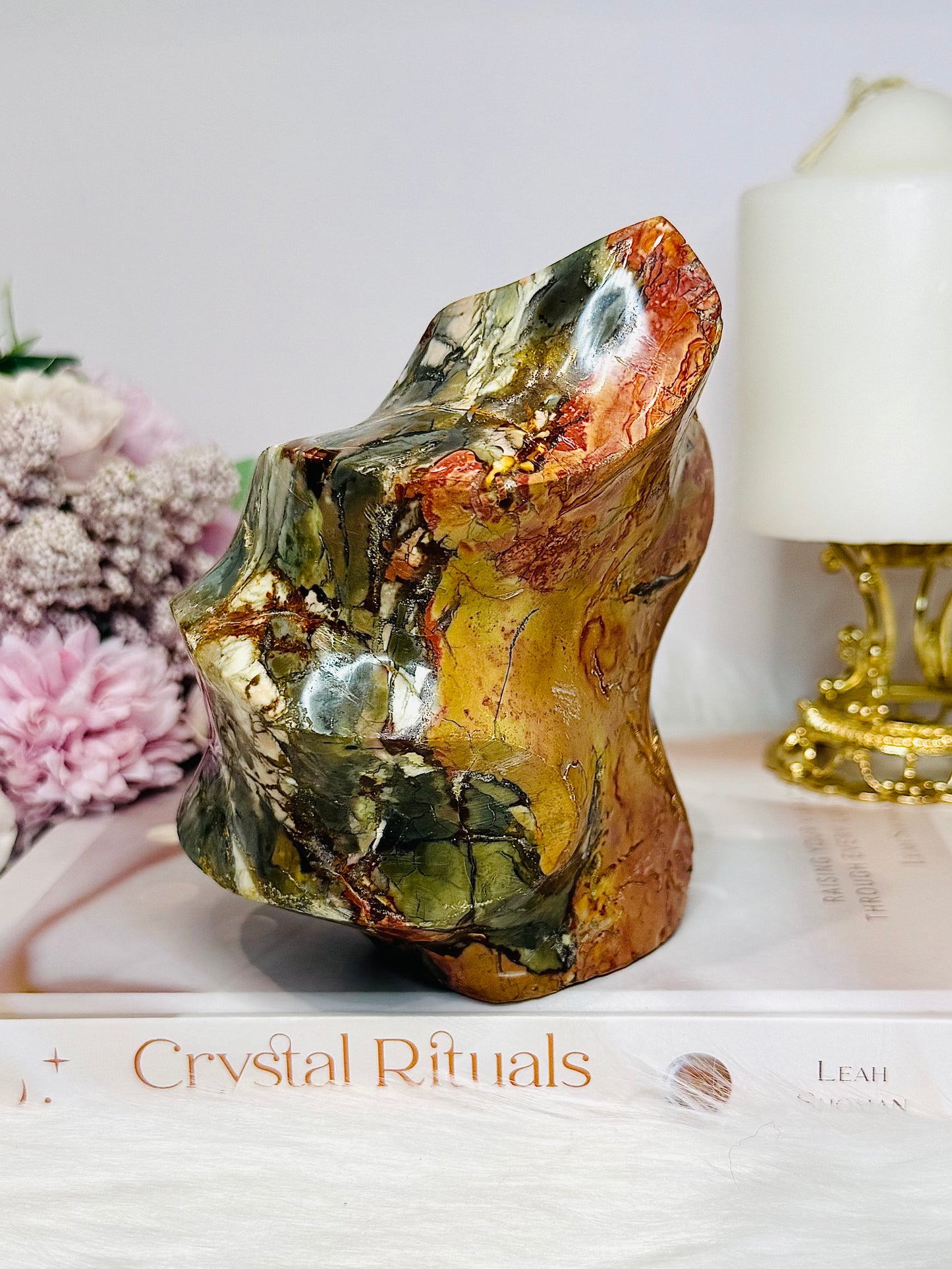 High Grade Ocean Jasper Carved Flame 13cm 1.1KG