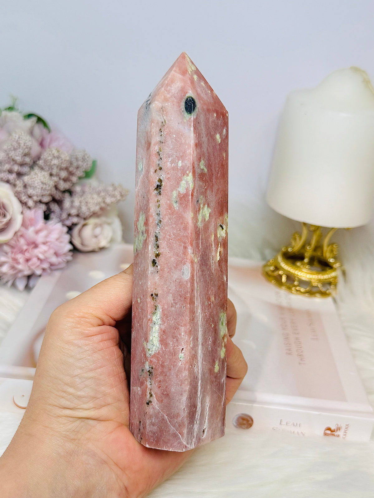 Peach Blossom Tourmaline Tower 16.5cm 428g