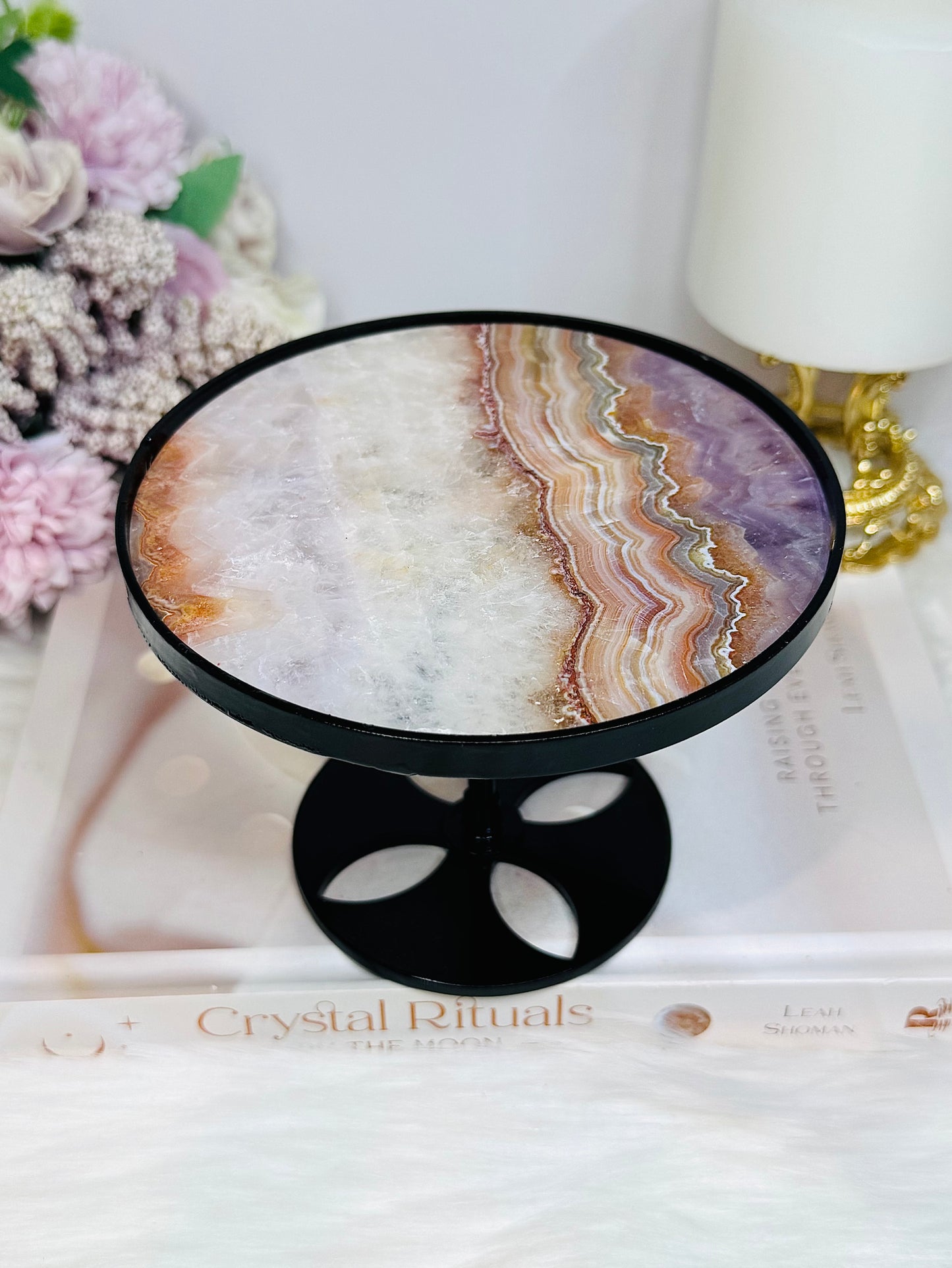 Crazy Lace Amethyst Spinning Top Small Table H:10cm W:12cm