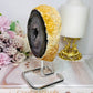 Natural Agate Geode On Silver Stand 14.5cm