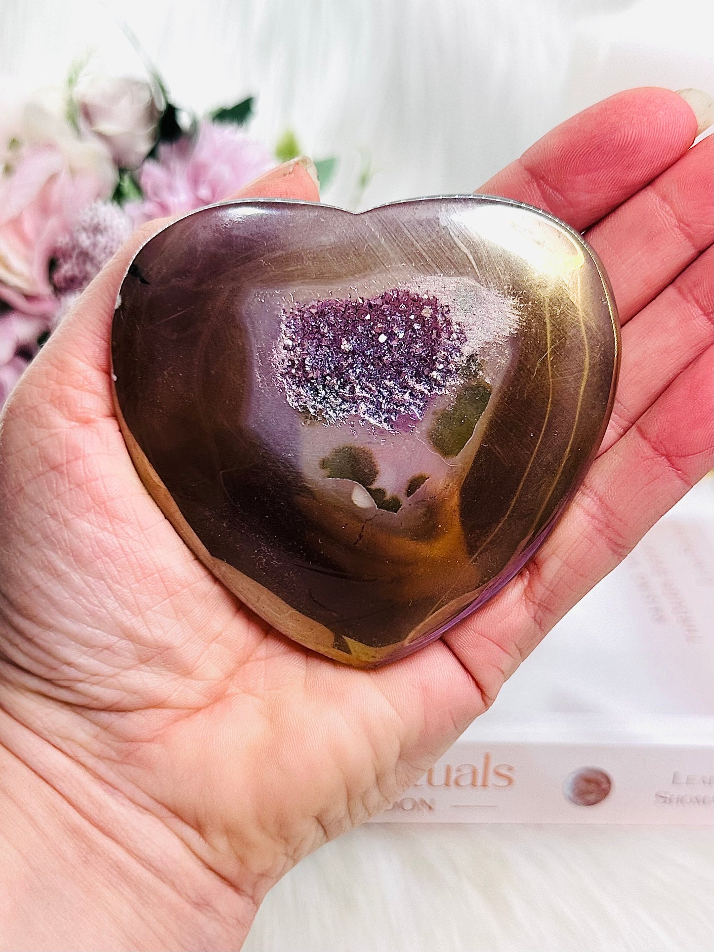 Shiny Sparkling Amazing Large Aura Druzy Heart Carving