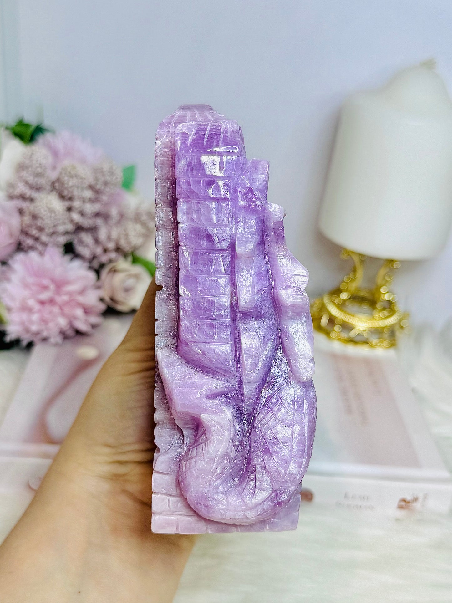 Collectors Piece ~ Large High Grade Kunzite Dragon & Castle 13cm 793g