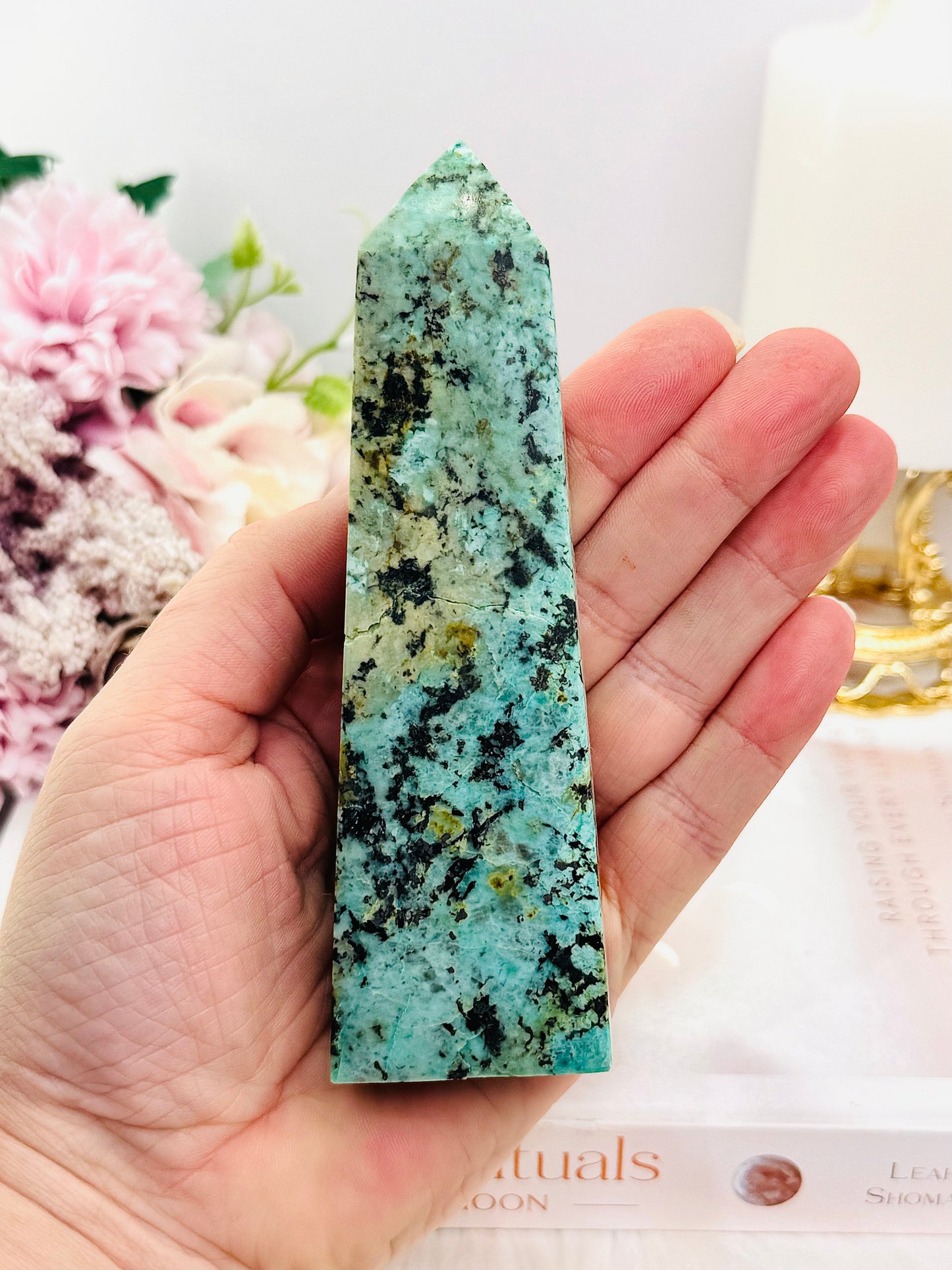 Perfect African Turquoise Tower 13cm