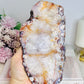 Polished Flower Agate Slab On Stand 19cm