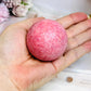 Thulite Sphere with Epidote 209g On Stand