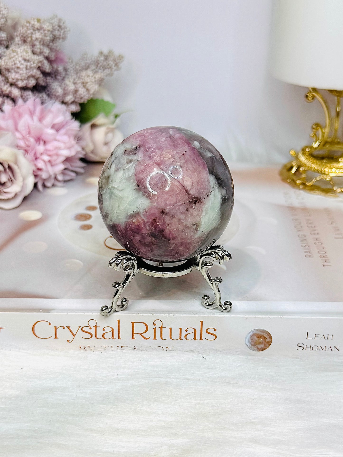 Pink Tourmaline Sphere On Stand 236g