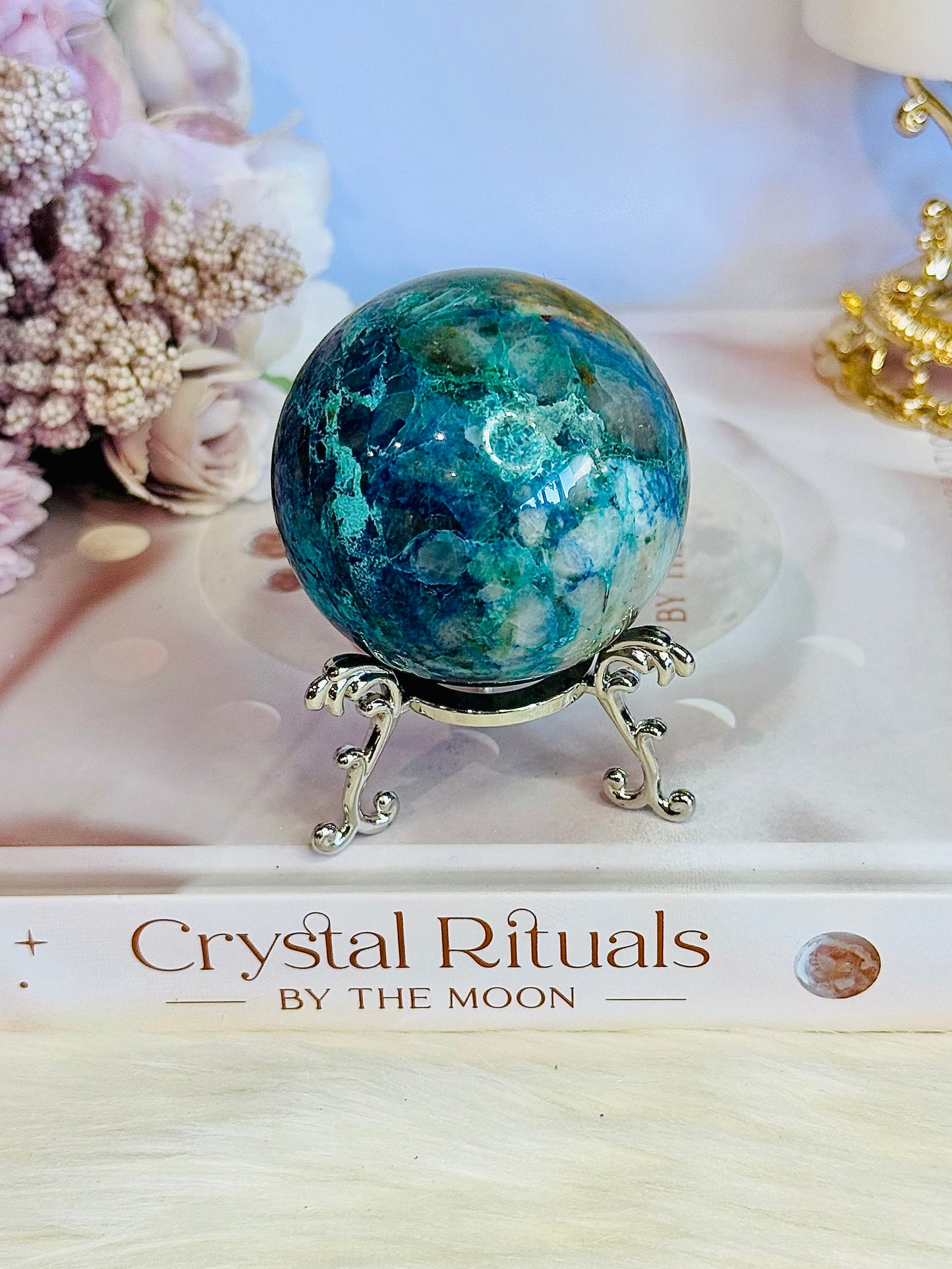 Absolutely Incredible High Grade Chrysocolla Sphere on Stand 6.5cm