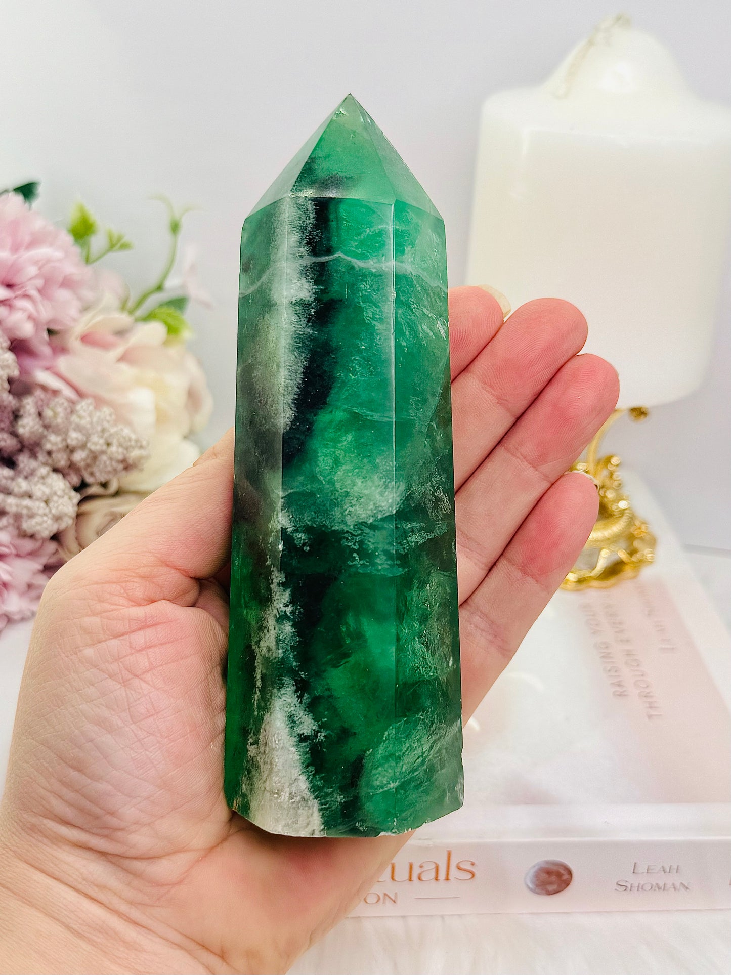 Incredible Large 456gram 14cm Green Fluorite Tower