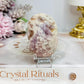 Pink Amethyst Druzy Palm Stone (stand is display only)