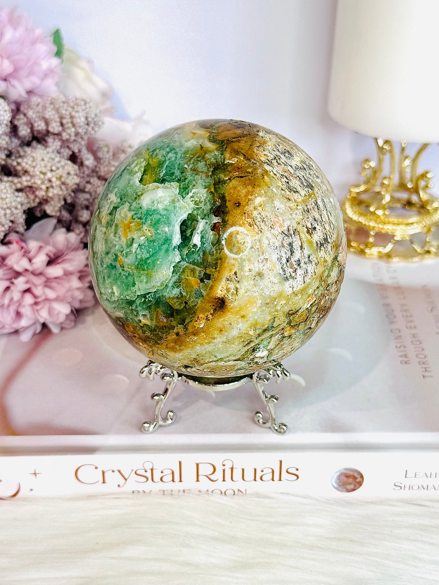 Huge Natural Glorious Variscite Sphere On Stand 802grams