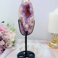 High Grade Rare 19.5cm Druzy Pink Amethyst X Flower Agate Egg on Stand