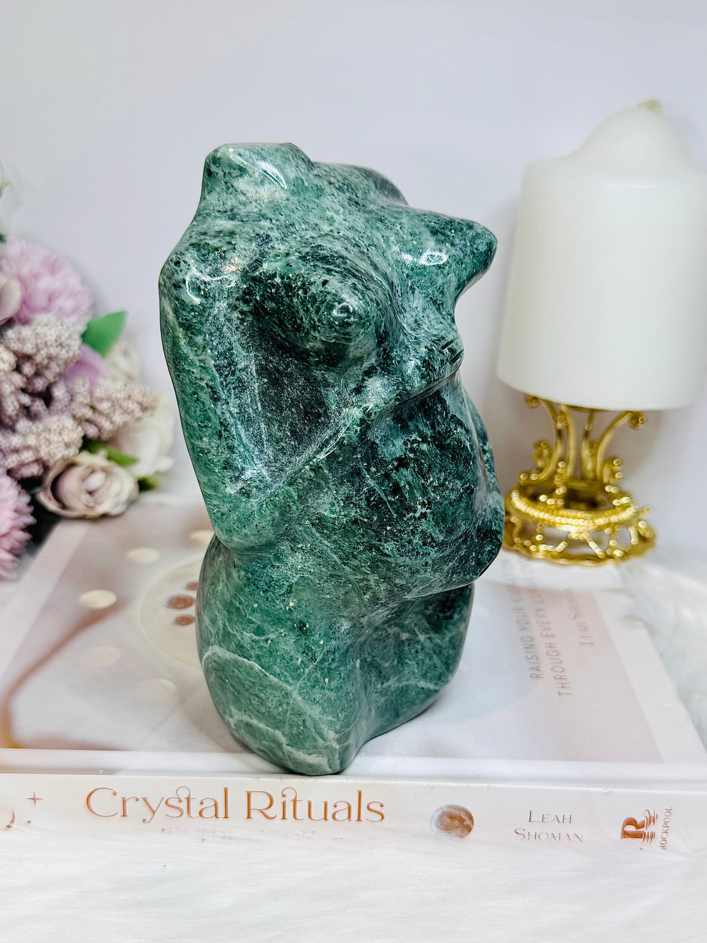 Large Green Jade Pregnant Woman Carving 15cm 1.21KG