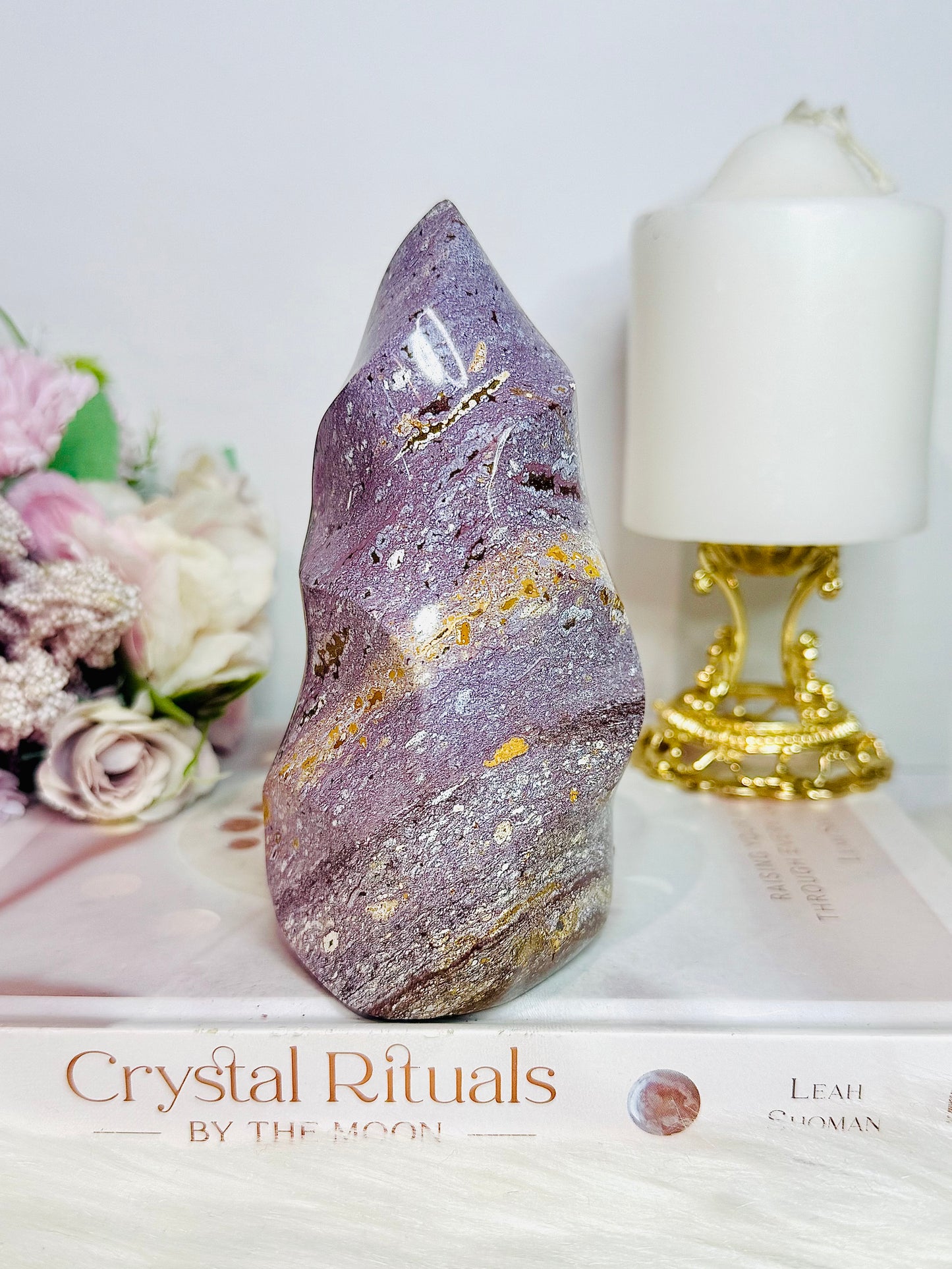 Large Purple Ocean Jasper Carved Flame 540g