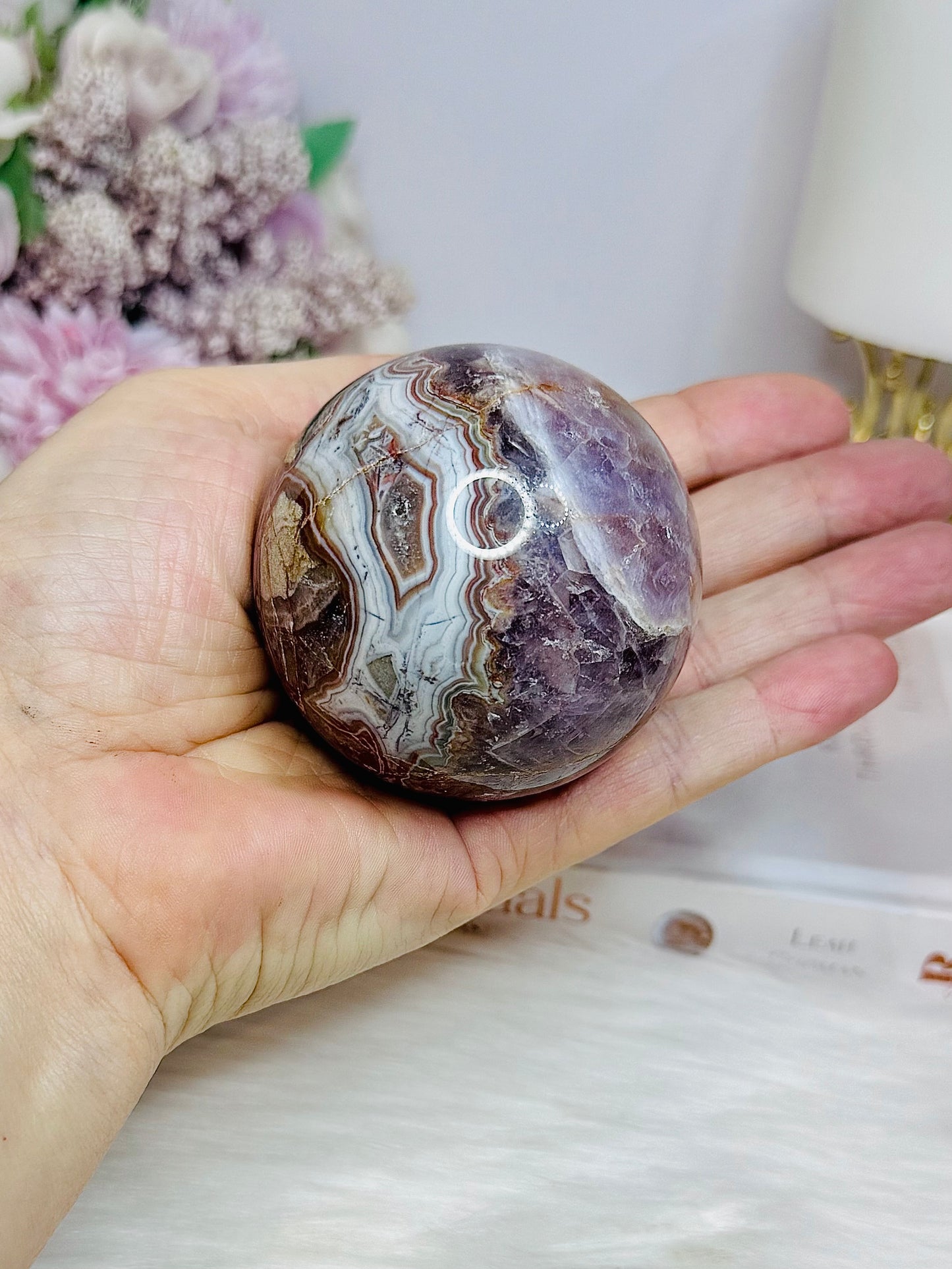Crazy Lace Amethyst Sphere on Stand 300g
