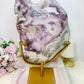 The Most Incredible High Grade Druzy Pink Amethyst Natural Slab On Gold Stand 1.56KG 30cm