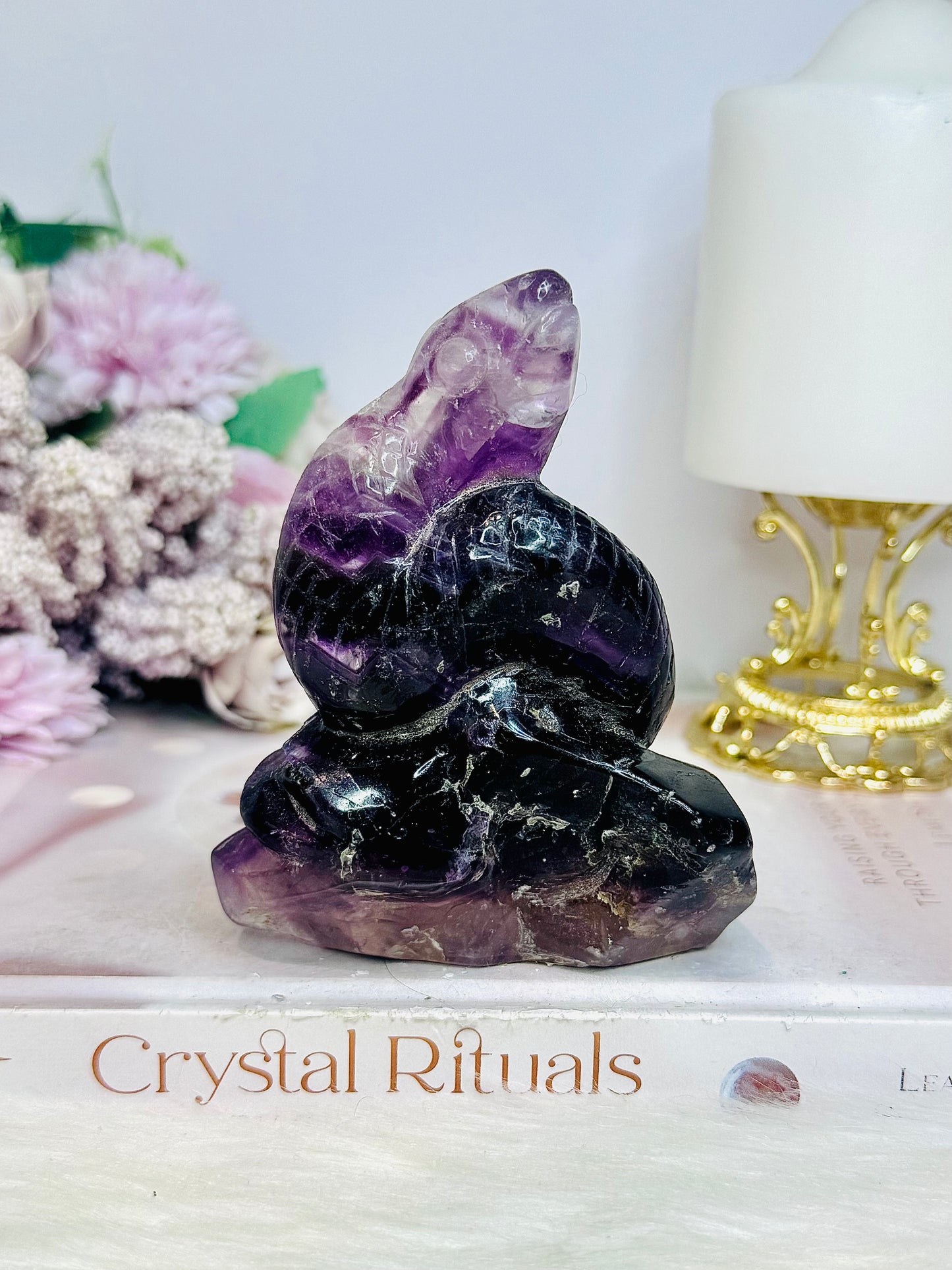Purple Fluorite Carved Snake 342grams