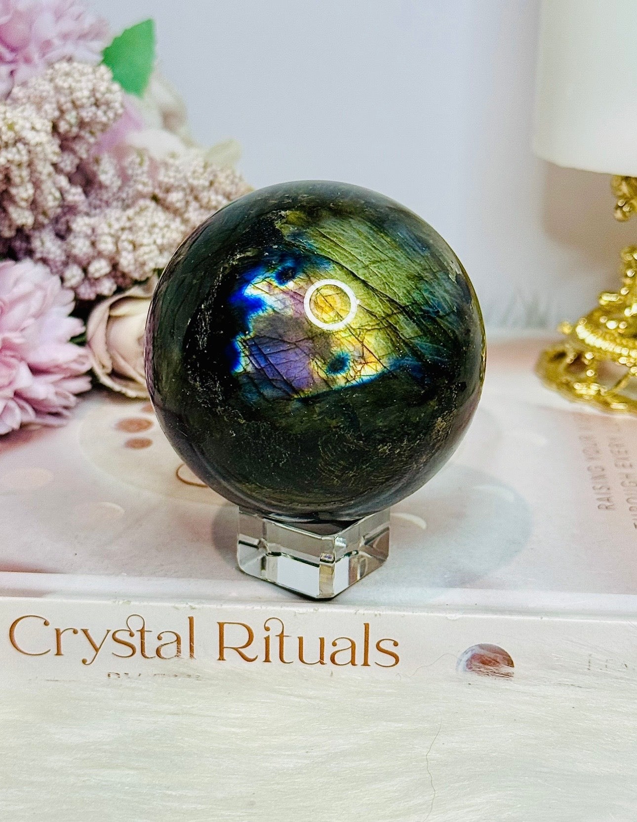 Large Labradorite Sphere with Purple Flash 428g