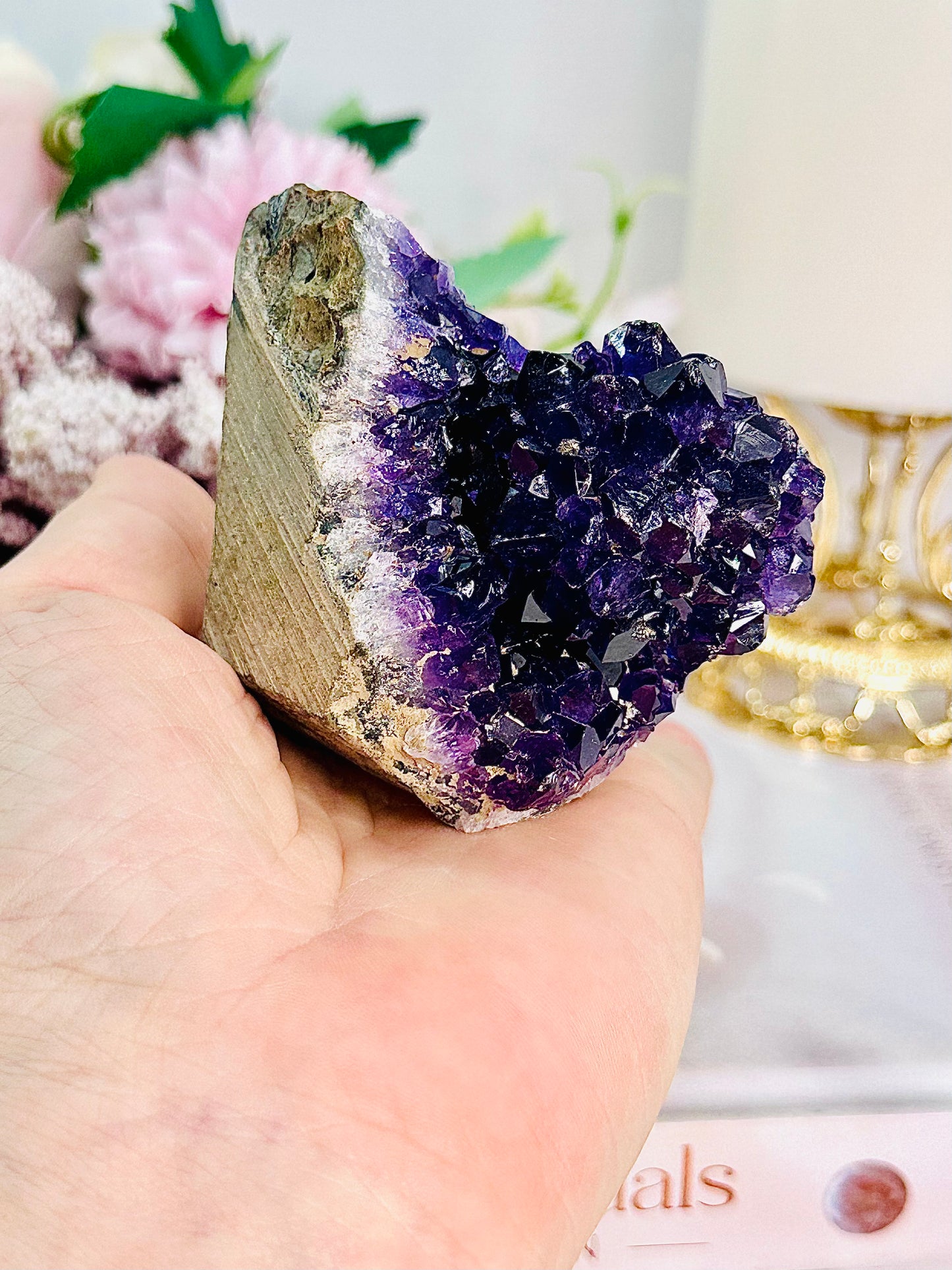 Stunning High Grade Deep Purple Amethyst Base Cut Cluster with Rosette Formation From Brazil 186grams