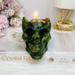 Green Jade Candle Holder Skull 391g