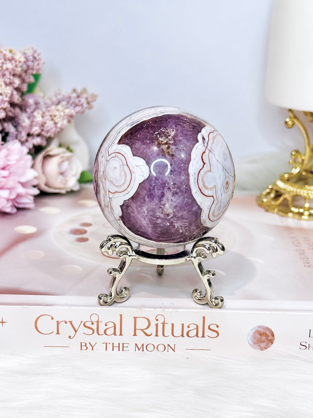 Crazy Lace Amethyst Sphere on Stand 274g
