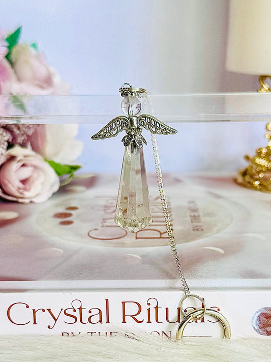 Absolutely Divine Clear Quartz Angel Pendulum In Gift Bag