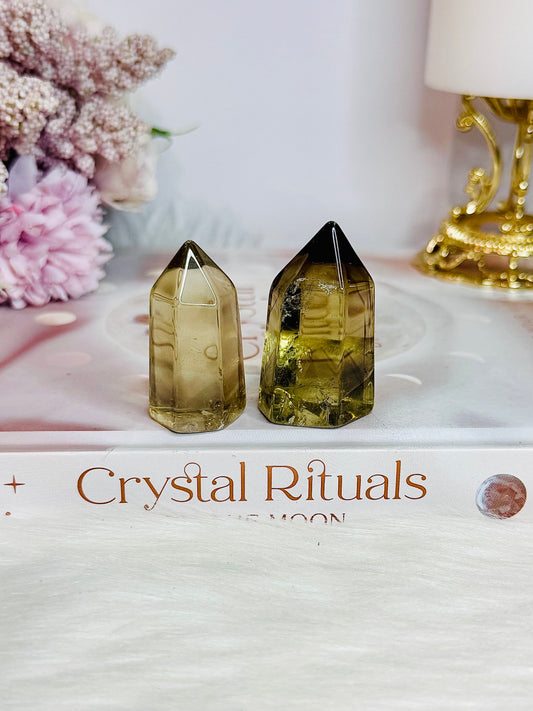 Set of 2 Small Citrine Towers | Points