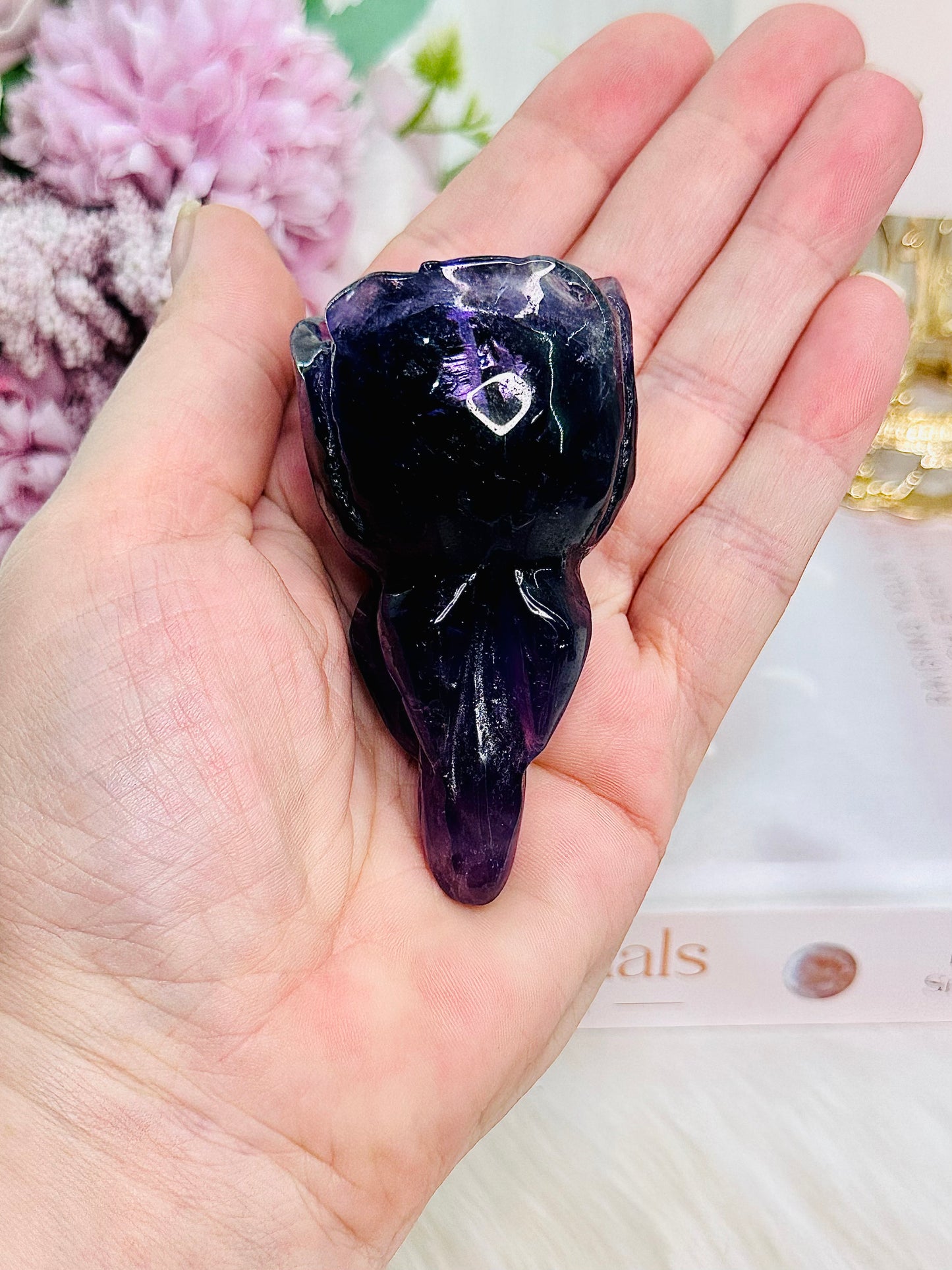 Natural Tranquilizer ~ Stunning Chunky Purple Amethyst Rose Carving 7.5cm