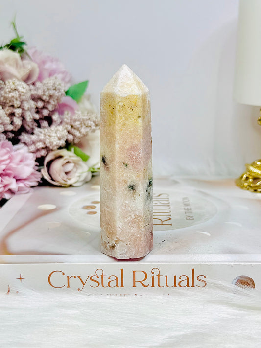 Pink Amethyst Tower with Green Jasper Inclusions 9.5cm