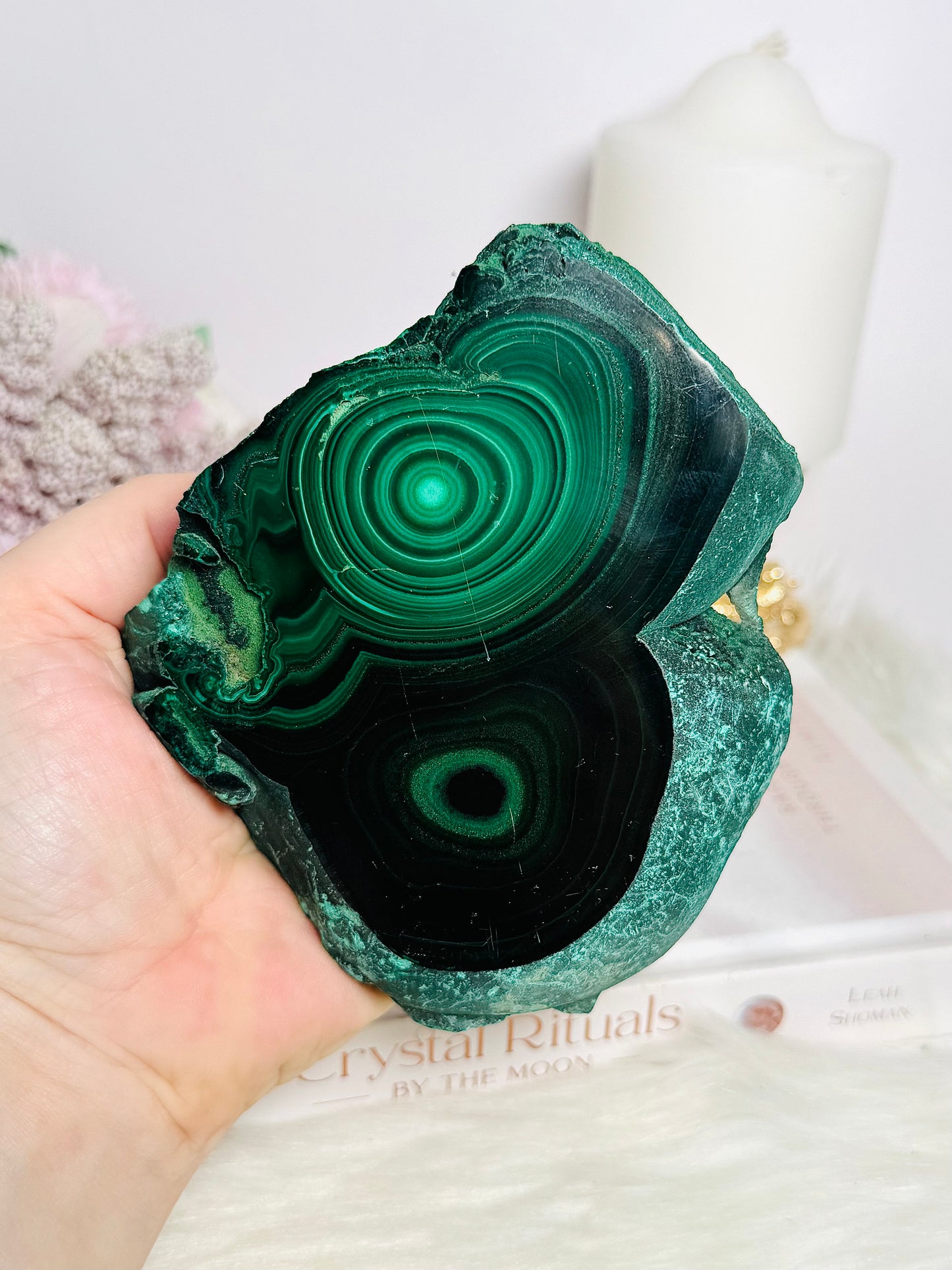 Large Thick Natural AAA Malachite Slab From Congo 11cm 621g