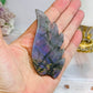 Purple Labradorite Heart with Wings ~ Each piece is full of flash 18cm