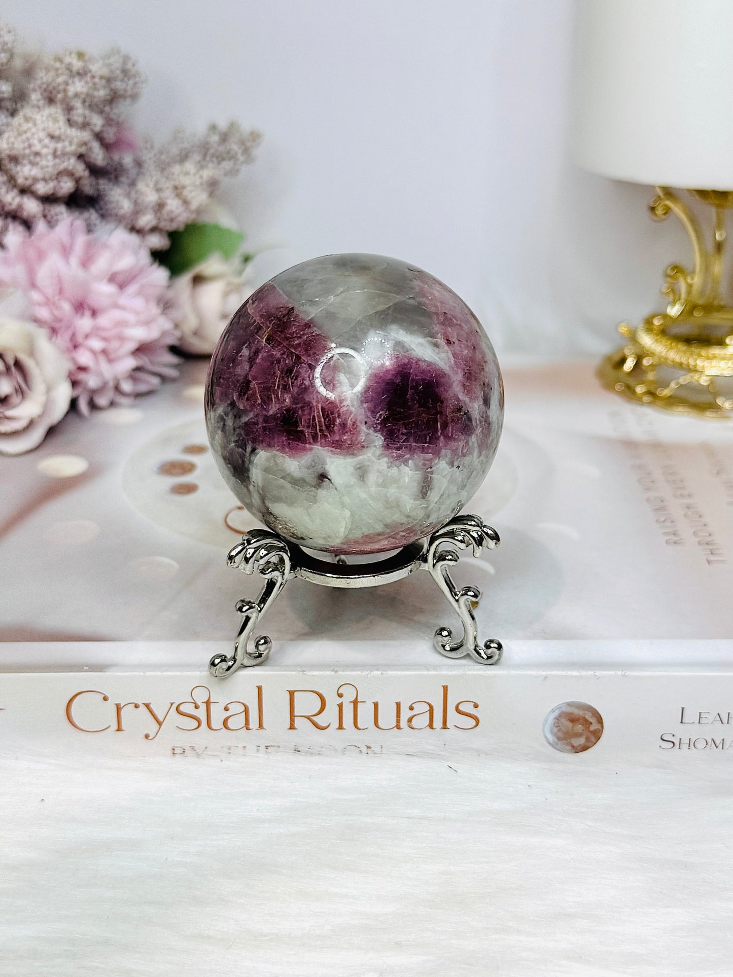 Pink Tourmaline Sphere On Stand 236g