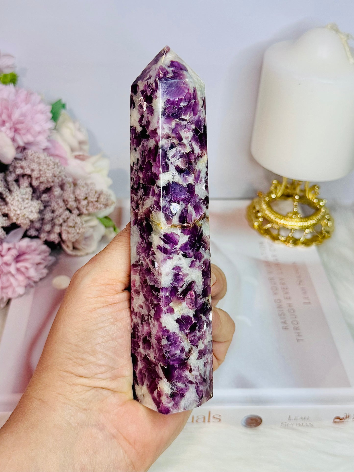 Fabulous Large 15cm Sparkling Purple Mica Tower