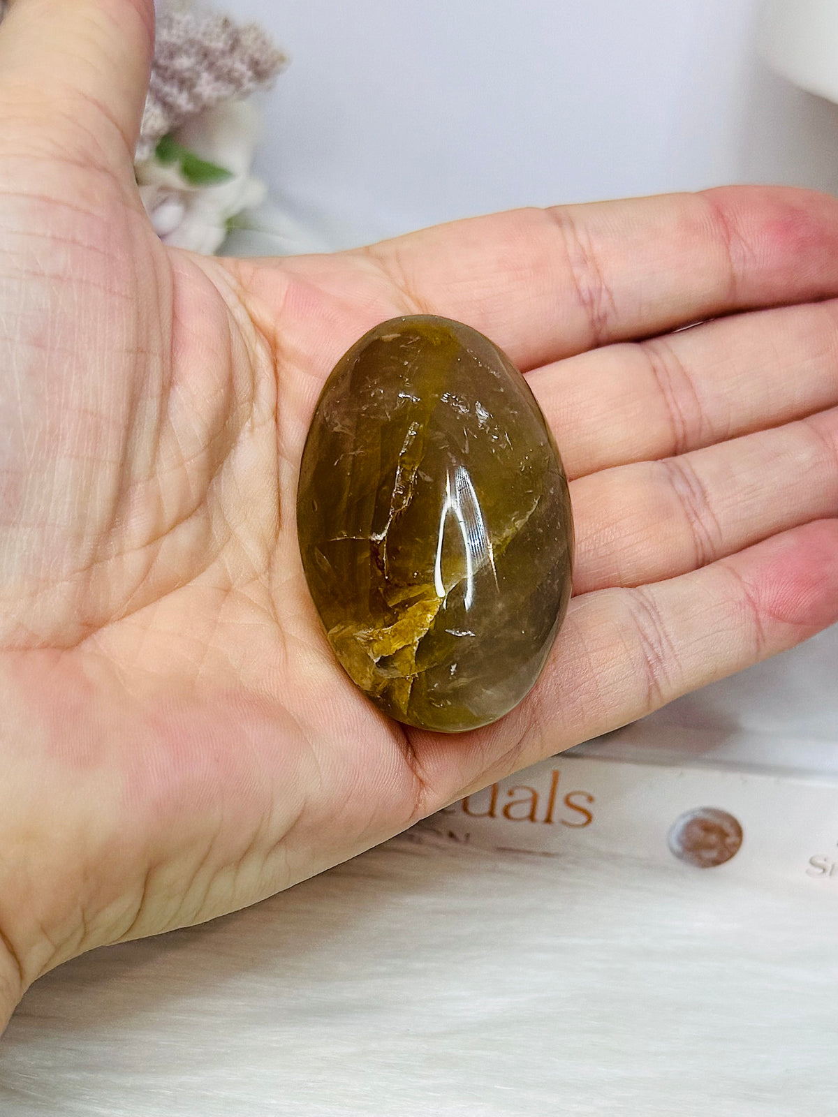 Golden Healer Palm Stone (stand is display only)