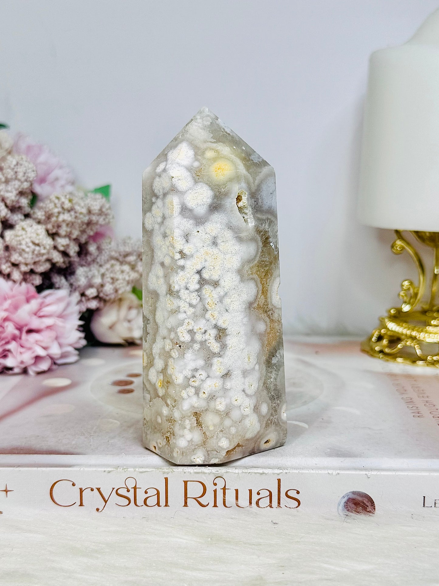 Green Flower Agate Chunky Druzy Tower 10.5cm 282g