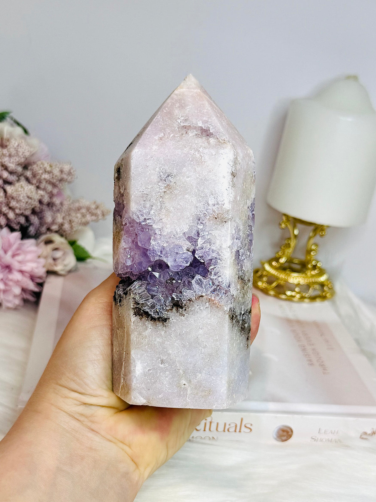 High Grade Chunky Pink Amethyst Druzy Tower 14.5cm 742g