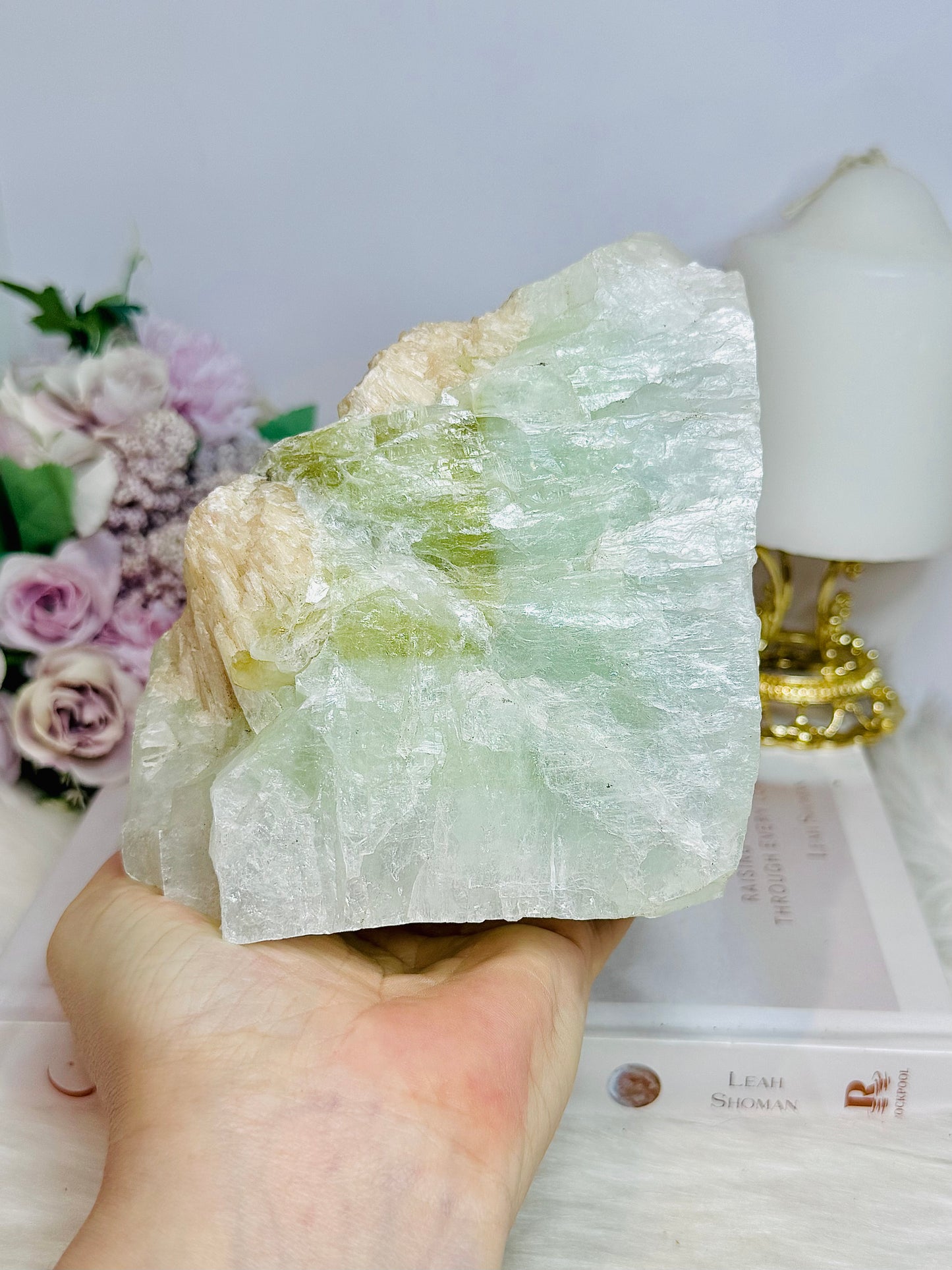 Large Pistachio Calcite Natural Specimen Freeform 11cm 1.15KG