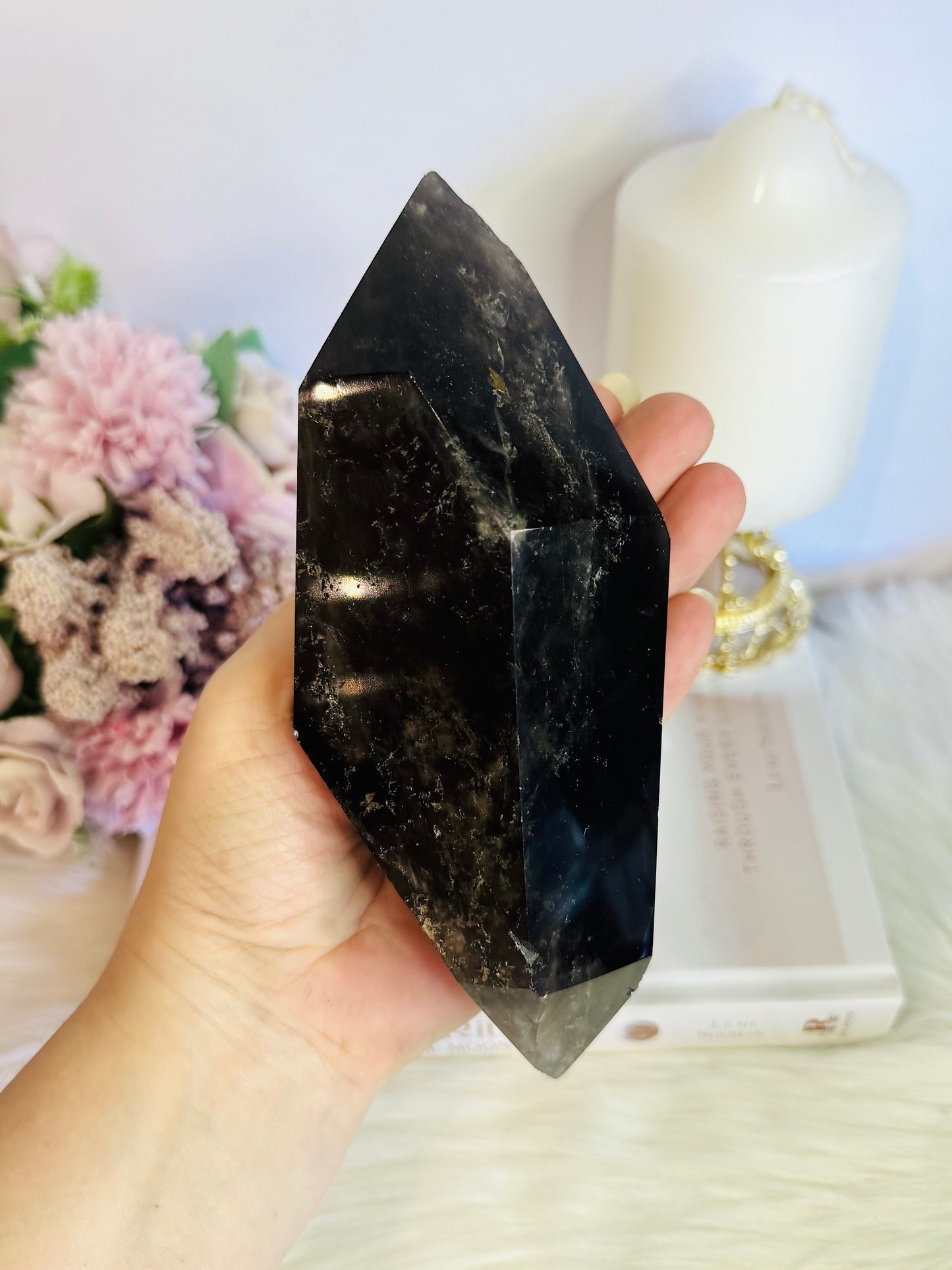 Stunning Large 17.5cm 731gram Smokey Quartz Double Terminated Point