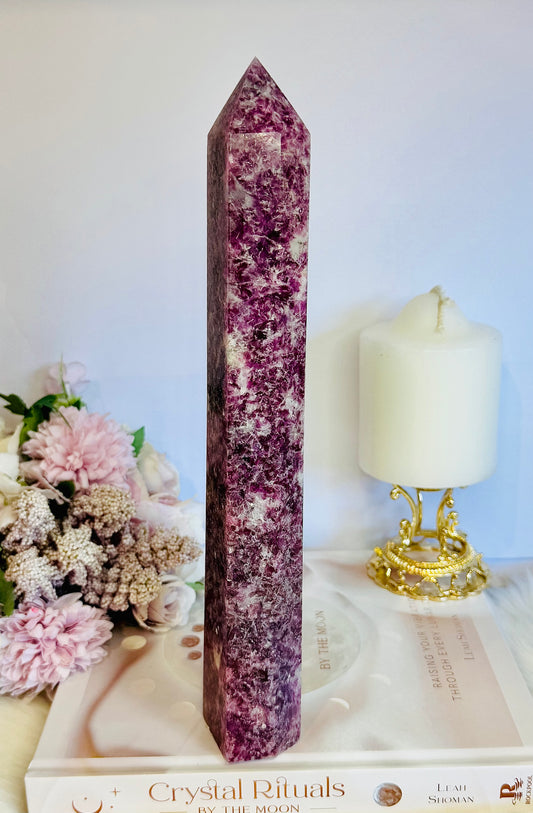 Tall Large 26.5cm Purple Lepidolite Tower