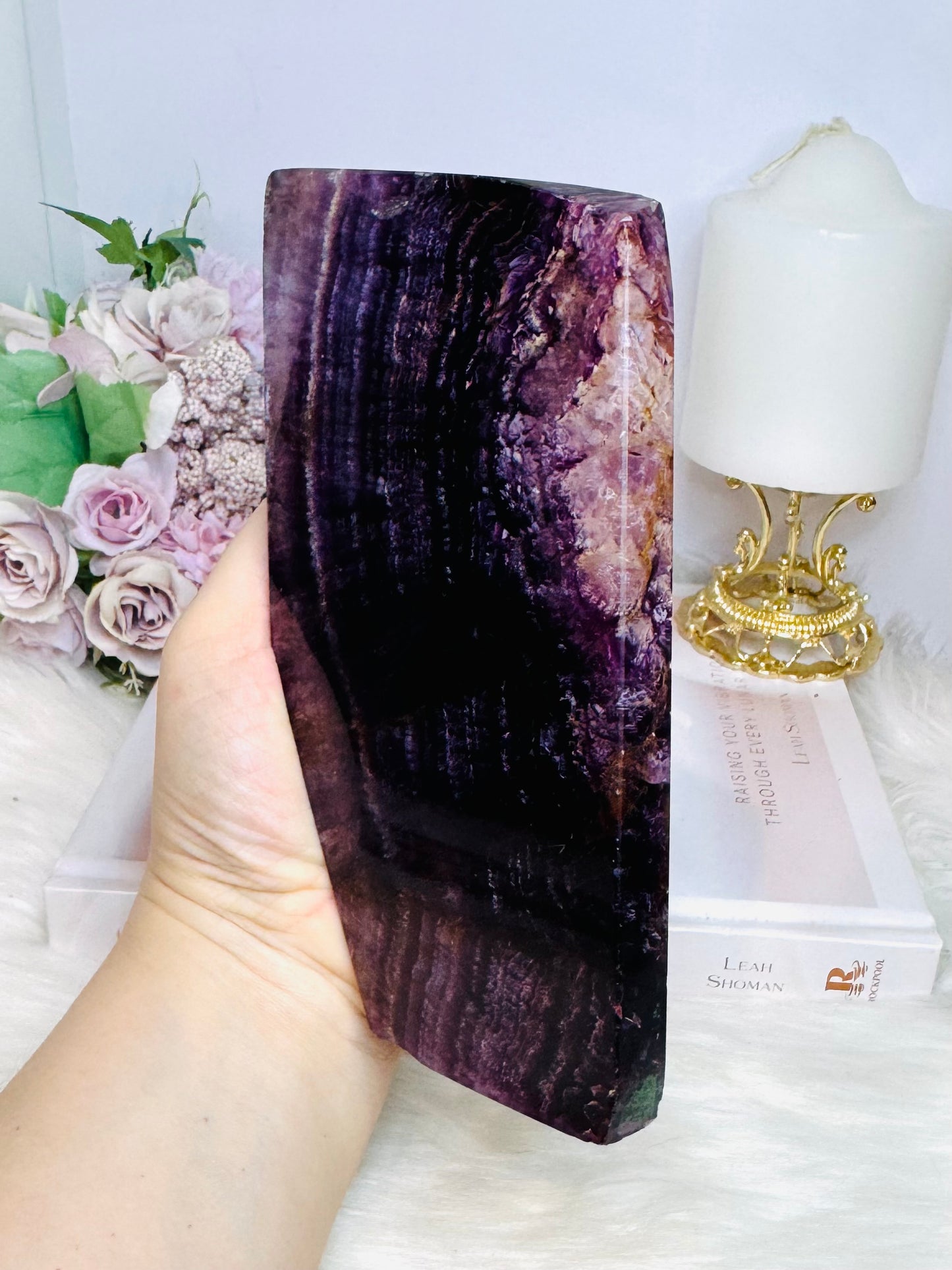 Natural Large Purple Fluorite Slab 16.5cm 550g (reduced as slab has scratches)