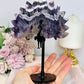 Large Chunky Dream Amethyst | Chevron Carved Peacock On Stand 16cm