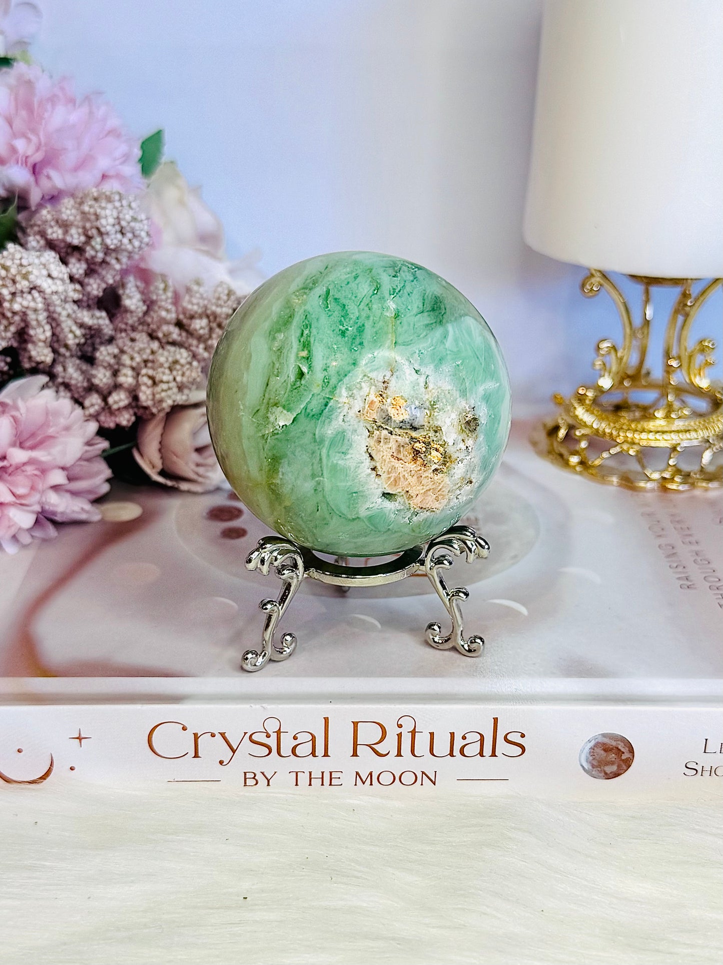 Beautiful Natural Variscite Sphere On Stand 381grams