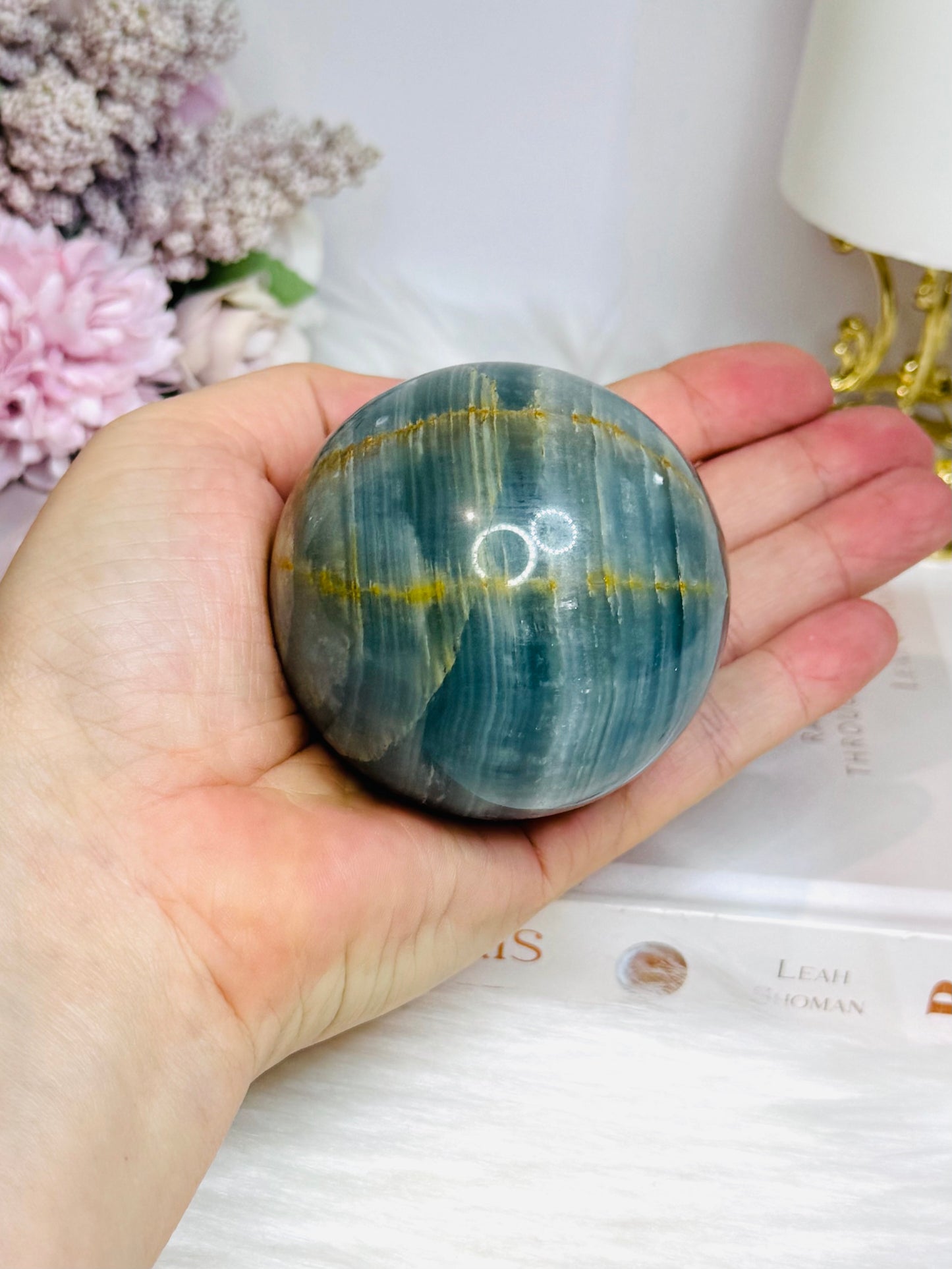 Blue Onyx Sphere on Stand 350g