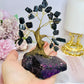 Black Tourmaline Tree of Natural Purpurite Base 12cm